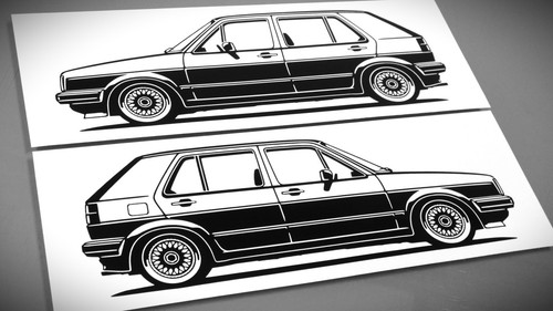 Golf mk2 aufkleber - aufkleber, silhouette
