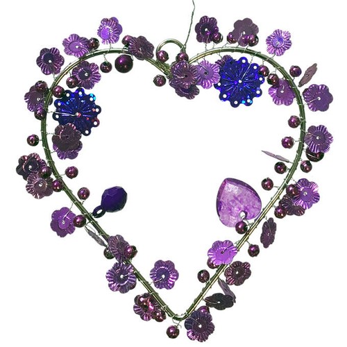 Drahtherz perlenherz violett - /,
