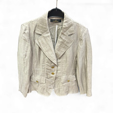 Eugen Klein Blazer Größe M Beige Glanzstruktur Tailliert Goldknöpfe Damen