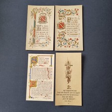 4 alte fromme Bilder erhöht 19. Jh. HOLY CARDS 19. Jh. Santino