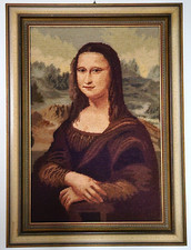MONA LISA La Giaconda Leonardo da Vinci, Gobelin, Stickbild Handarbeit , gerahmt