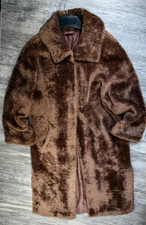 SCHAL GRATIS kuscheliger Teddy Flausch Mantel 44 weich + warm Innenfutter braun