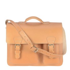 Lehrertasche Leder Damen Herren Schultasche Aktentasche 2 Fächer natur braun