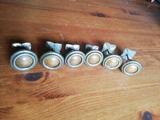 6 alte schwere Messing Holz