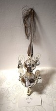 Alte Christbaumspitze geformt Lauscha Silber mit 8 Glocken leonischer Draht L 33