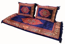 3 Tlg. Matratze Kissen orient Sitzecke Bodenkissen Sitzgruppe Toshak blau23 توشک