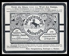 Alte Werbung Reklame 1905 Hengstenberg Weinessig Esslingen am Neckar