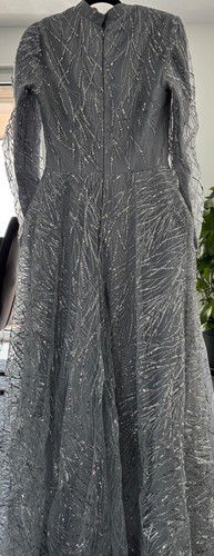 Abendkleid langarm silber