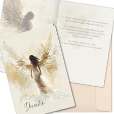 10x Danksagungskarten Trauer A6 mit Umschlägen Klappkarten Engel Beige Danke