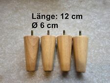 4x Konisch Holzbeine Möbelbeine Bettfüße Möbelfüße Tischbeine Holz Füße 12 cm
