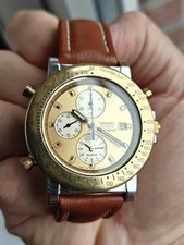 Seiko Chronograph 7T32 Vintage Armbanduhr goldenes Zifferblatt 
