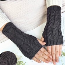 Fingerlose Handschuhe gestrickt Marktfrauenhandschuhe grau Handstulpen Stulpen