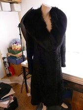 Breitschwanz Mantel Fuchskragen schwarz Gr.38 selten getragen neuwertig AH22