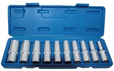 10 x Lange Steckschlüsseleinsätze Stecknuss Sechskant 6-kant 1/2" Nuss 10-24 mm