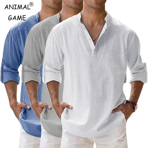 Herren leinen optik hemd tops - herren,