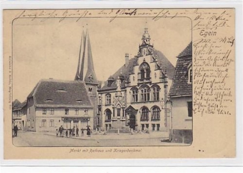 Egeln markt mit rathaus und - egeln.,