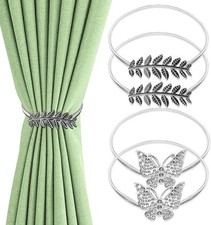 4 Stück Vorhang Raffhalter, Silber Blätter Vorhang Raffhalter, Gardinenhalter, V