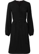 Kleid mit V-Ausschnitt Gr. 46 Schwarz Abendkleid Langarm Wickelkleid Neu*