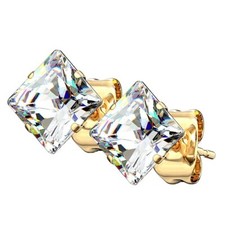 Quadratische Kristall Ohrstecker Edelstahl Zirkonia Ohrringe Damen Herren