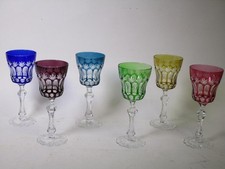 6 Alte ausgefallene Überfang Weingläser bunte Römer a 19,5cmH 8V6537