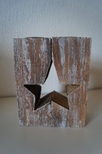 Teelichthalter - 2er-Set - Stern - Holz - ca. 15 x 12 cm groß - gebraucht