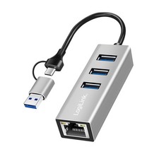 Logilink USB-C HUB RJ45 LAN Adapter Gigabit 3-Port-HUB Type-C Verteiler Ethernet