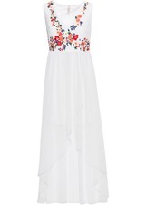 Vokuhila-Kleid mit Stickerei Gr. 34 Weiß Abendkleid Partykleid Cocktailkleid Neu