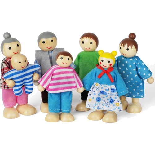 Holz puppenfamilie spielset - puppenfamilie,
