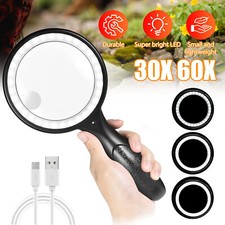 30X 60X Lupe mit 33 LED Licht Leselupe Vergrößerung Arbeitslupe Beleuchtete Lupe