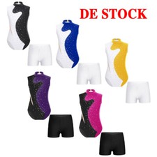 DE Turnanzug Mädchen Glänzend Gymnastikanzug Tanz Trikots mit Shorts