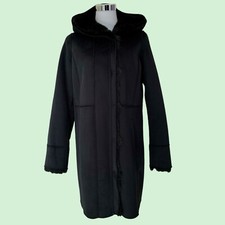 Marc Cain Winter Mantel in Felloptik Schwarz Gr. S (N2) Velours-Leder -Optik