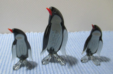 Glasfigur 3 Pinguin Familie Pinguine Tierfigur Glas Murano Handarbeit