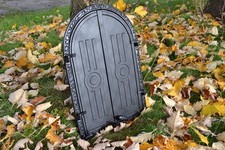 Backofentür, Ofentür aus Gusseisen Kamintür Schwarz Matt/Alt Silber Holz.. ZEb38