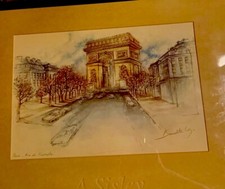 OriginalZeichnung /Bunt „ , Arc De Triomphe, Paris-„ Signiert Benedetu ?