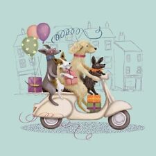 3 lose Servietten ~ Hunde auf Vespa Roller Ausflug Tiere