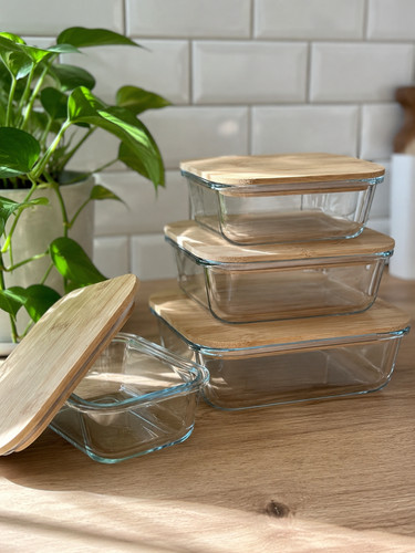 Glasdosen set mit - glasdosen, bambusdeckel