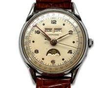 Leonidas Uhr - Mondphase Day-Date - Pointer Date - Stahl - 35,5mm - ca. 1950er