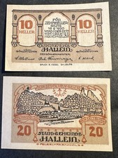 3 2Banknoten Notgeld Stadtgemeinde Hallein 1920