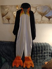 Halloween-Kostüm Pinguin, mit Füßen und Handschuhen 160-175 cm