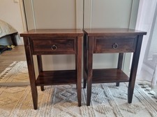 2x Ablagetisch | Nachttisch | Holz | Massiv | 45x35 | Schublade | Set