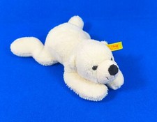 STEIFF EISBÄR Polar Bär Knopf Fahne Frottee Plüsch weiß 18 cm  liegend