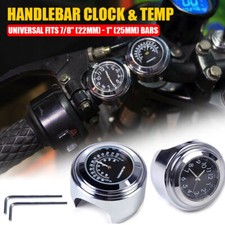 Wasserdicht Motorrad 7/8"" 1"" Lenkeruhr Thermometer Motorraduhr Uhren Universal