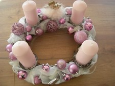 Adventskranz rosa weiß Engel Weihnachtsdeko Tischkranz Shabby Pastell Deko