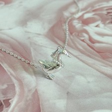 Massive 925 Sterling Silber Gans mit Herz Halskette Anhänger Halskette