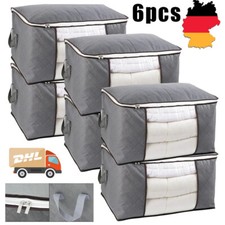 6 Stück 90L Aufbewahrungstasche Aufbewahrungsbox mit Deckel Groß Unterbett Box.