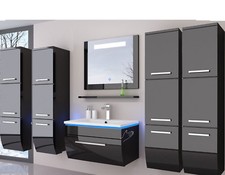 Badmöbel Set Schwarz 215 cm