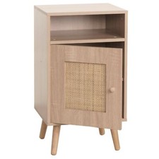 B-Ware Nachttisch MCW-M39, Staufächer, Kubu Rattan Holz, Eiche-Optik 71x40x41cm