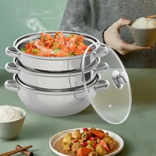 Dampfgarer Kochtopf Mantykocher Dampfkocher Edelstahl Induktion 3 Schichten