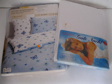 Edel-Biber-Bettwäsche Flanellbettwäsche hellblau Schmetterlinge Spannbetttuch