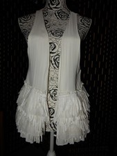 ZARA Weste mit Fransen / weiß / 38